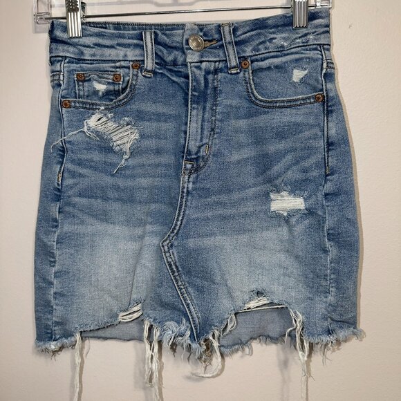 American Eagle Curvy High Rise Mini Skirt Super Stretch Women’s 0 - Picture 2 of 6